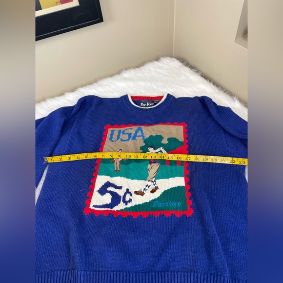 Vintage Par Four Ramie and Cotton Blue USA golf Graphic Sweater Large - Picture 5 of 11